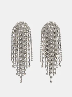 Frauen Source Unknown Kleidung<Lange Strass Ohrringe, Silber