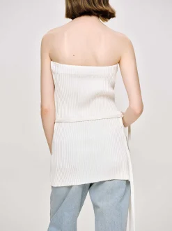 Frauen Source Unknown Kleidung<Langer Geteilter Rippenstrick, Weis