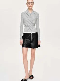 Frauen Source Unknown Kleidung<Layered-Shorts Aus Kunstleder, Schwarz