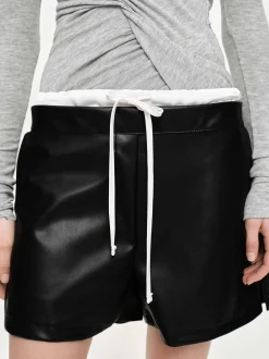 Frauen Source Unknown Unterteile<Layered-Shorts Aus Kunstleder, Schwarz