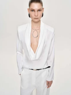 Frauen Source Unknown Oberteile<Leiva Bluse Mit Wasserfallausschnitt, Weis