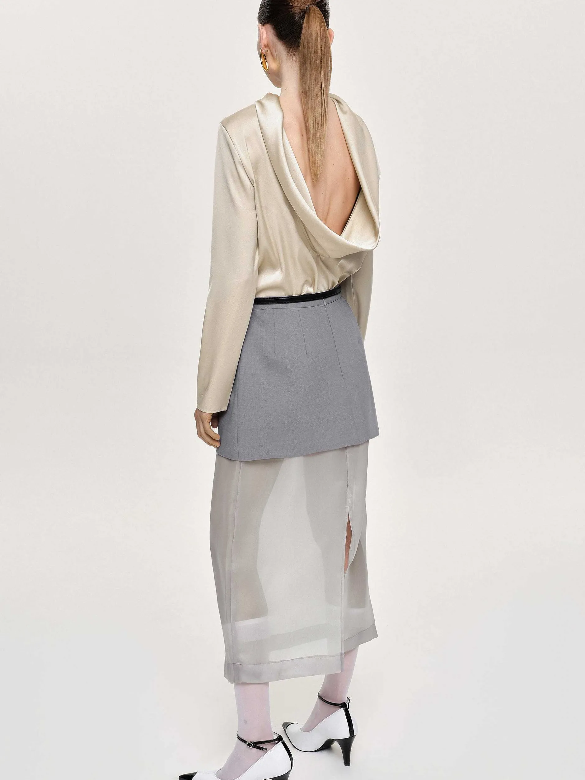 Frauen Source Unknown Kleidung<Leiva Bluse Mit Wasserfallausschnitt, Pergament