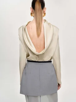 Frauen Source Unknown Kleidung<Leiva Bluse Mit Wasserfallausschnitt, Pergament