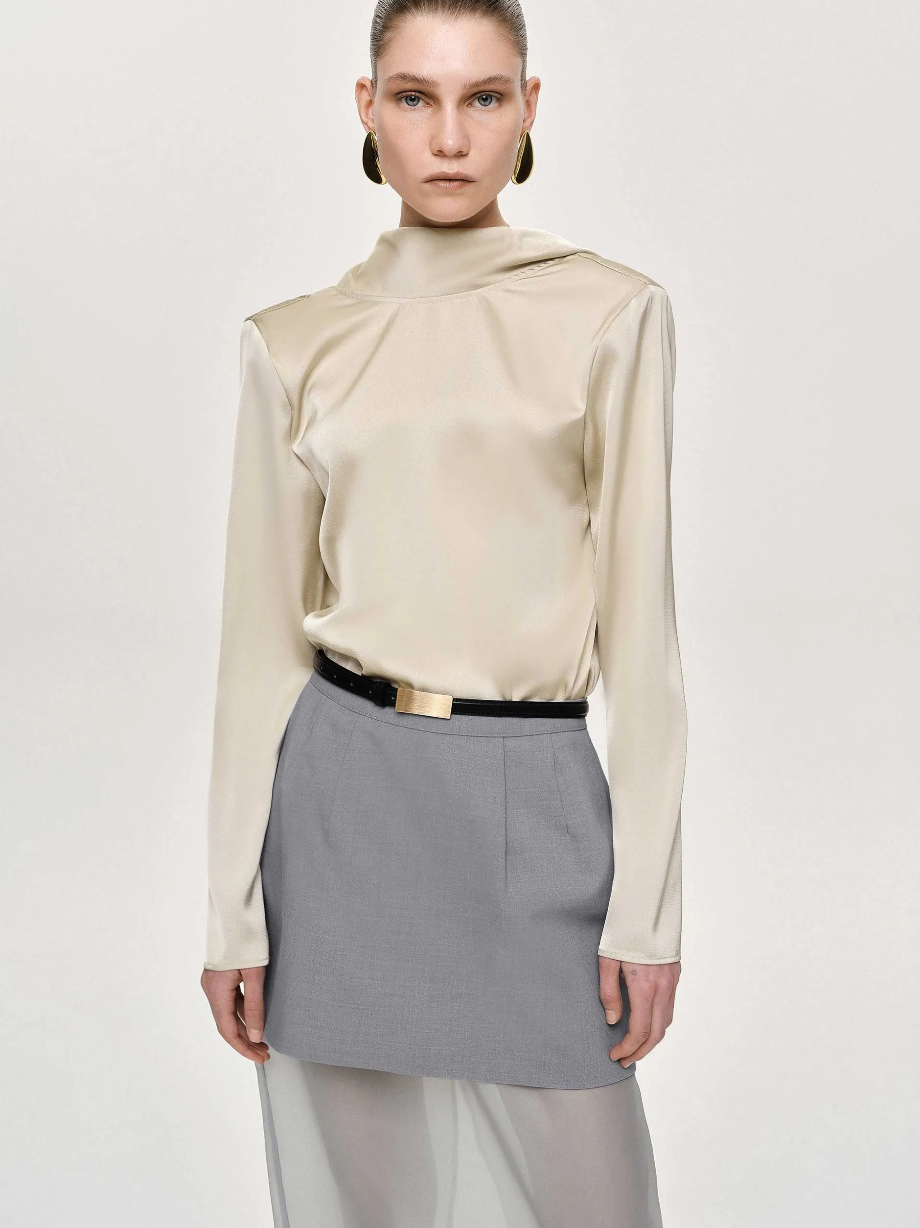 Frauen Source Unknown Kleidung<Leiva Bluse Mit Wasserfallausschnitt, Pergament