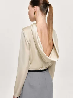 Frauen Source Unknown Oberteile<Leiva Bluse Mit Wasserfallausschnitt, Pergament