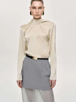 Frauen Source Unknown Oberteile<Leiva Bluse Mit Wasserfallausschnitt, Pergament