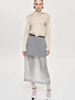 Frauen Source Unknown Oberteile<Leiva Bluse Mit Wasserfallausschnitt, Pergament