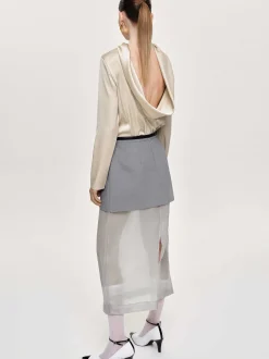 Frauen Source Unknown Oberteile<Leiva Bluse Mit Wasserfallausschnitt, Pergament