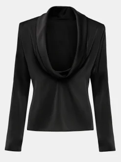 Frauen Source Unknown Oberteile<Leiva Bluse Mit Wasserfallausschnitt, Schwarz