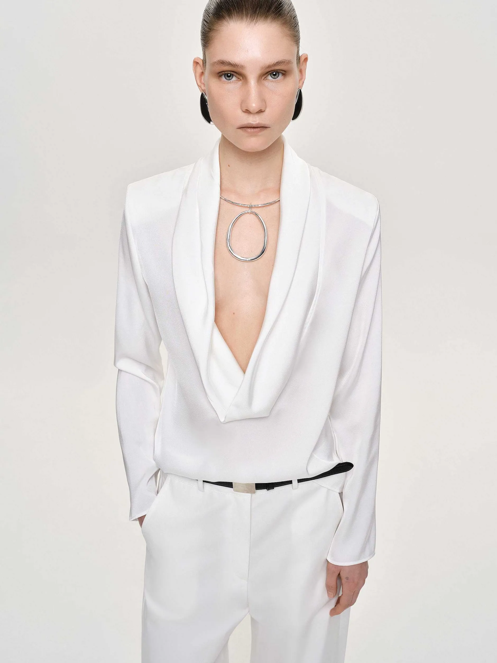 Frauen Source Unknown Kleidung<Leiva Bluse Mit Wasserfallausschnitt, Weis