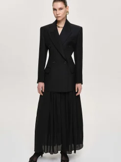 Frauen Source Unknown Oberbekleidung<Leonara Zweireihiger Cinch-Blazer, Schwarz