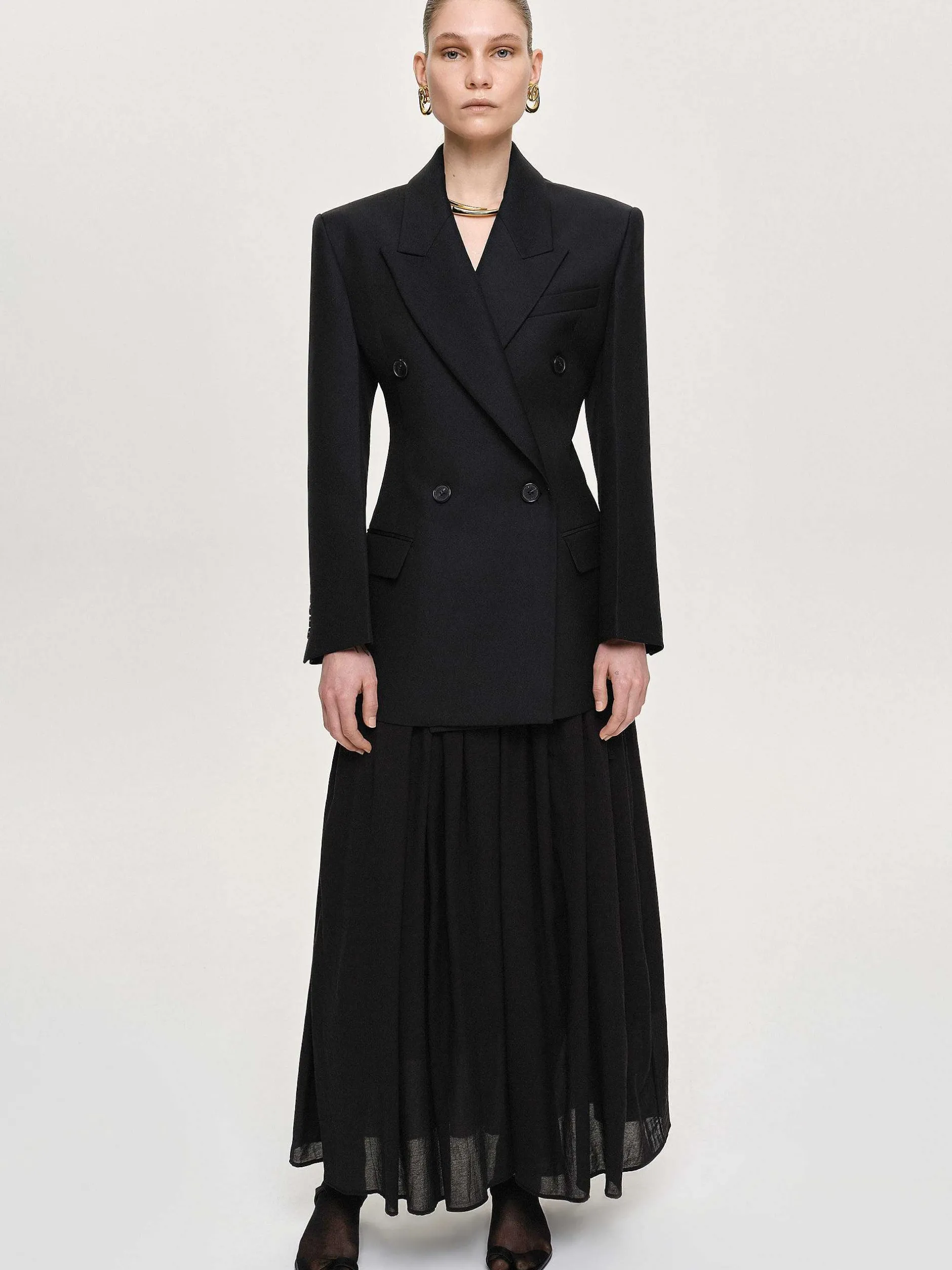 Frauen Source Unknown Oberbekleidung<Leonara Zweireihiger Cinch-Blazer, Schwarz