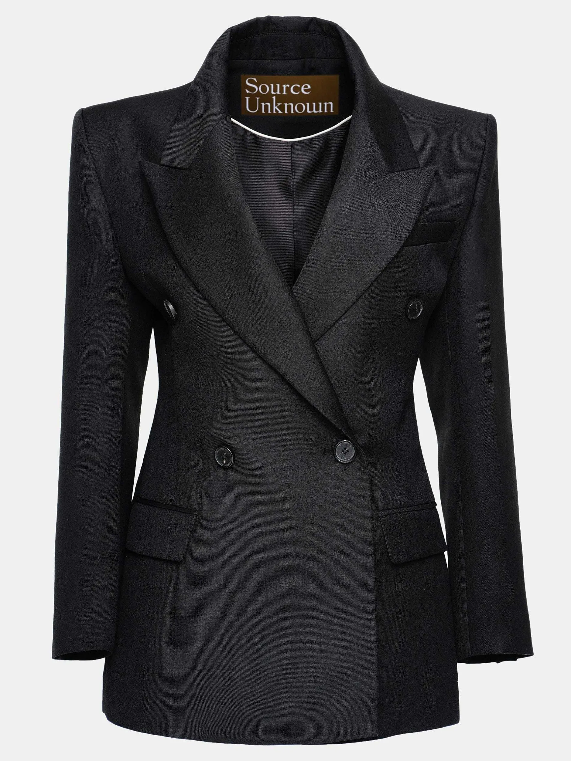 Frauen Source Unknown Oberbekleidung<Leonara Zweireihiger Cinch-Blazer, Schwarz