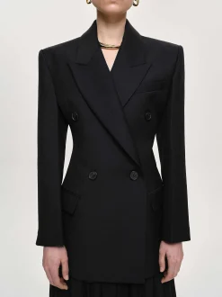 Frauen Source Unknown Kleidung<Leonara Zweireihiger Cinch-Blazer, Schwarz