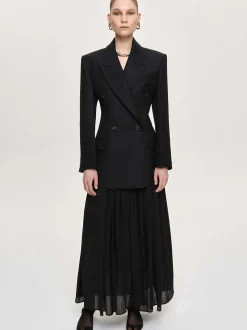 Frauen Source Unknown Kleidung<Leonara Zweireihiger Cinch-Blazer, Schwarz