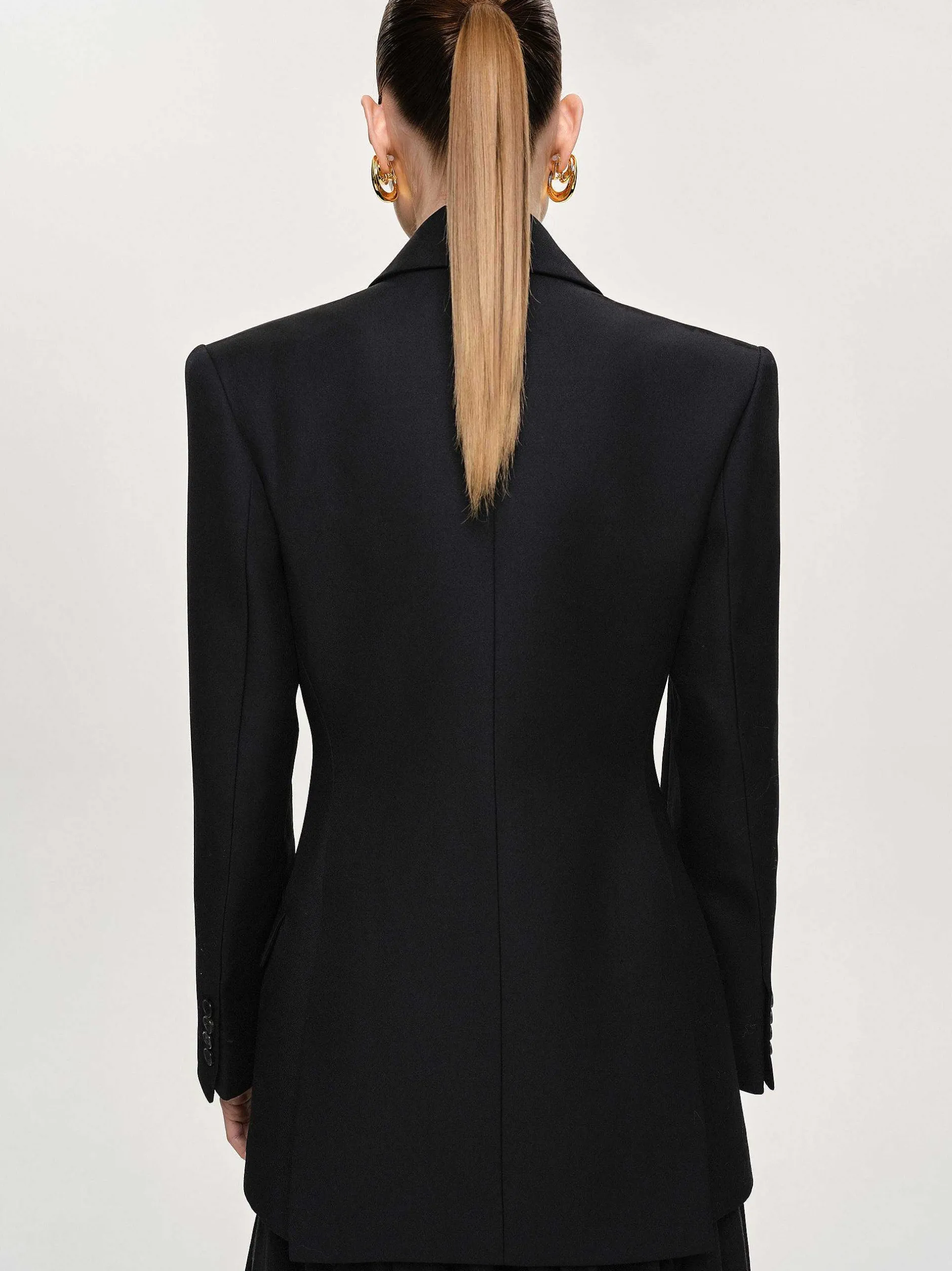 Frauen Source Unknown Kleidung<Leonara Zweireihiger Cinch-Blazer, Schwarz