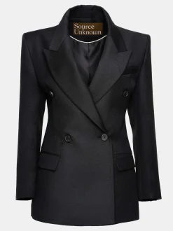 Frauen Source Unknown Kleidung<Leonara Zweireihiger Cinch-Blazer, Schwarz
