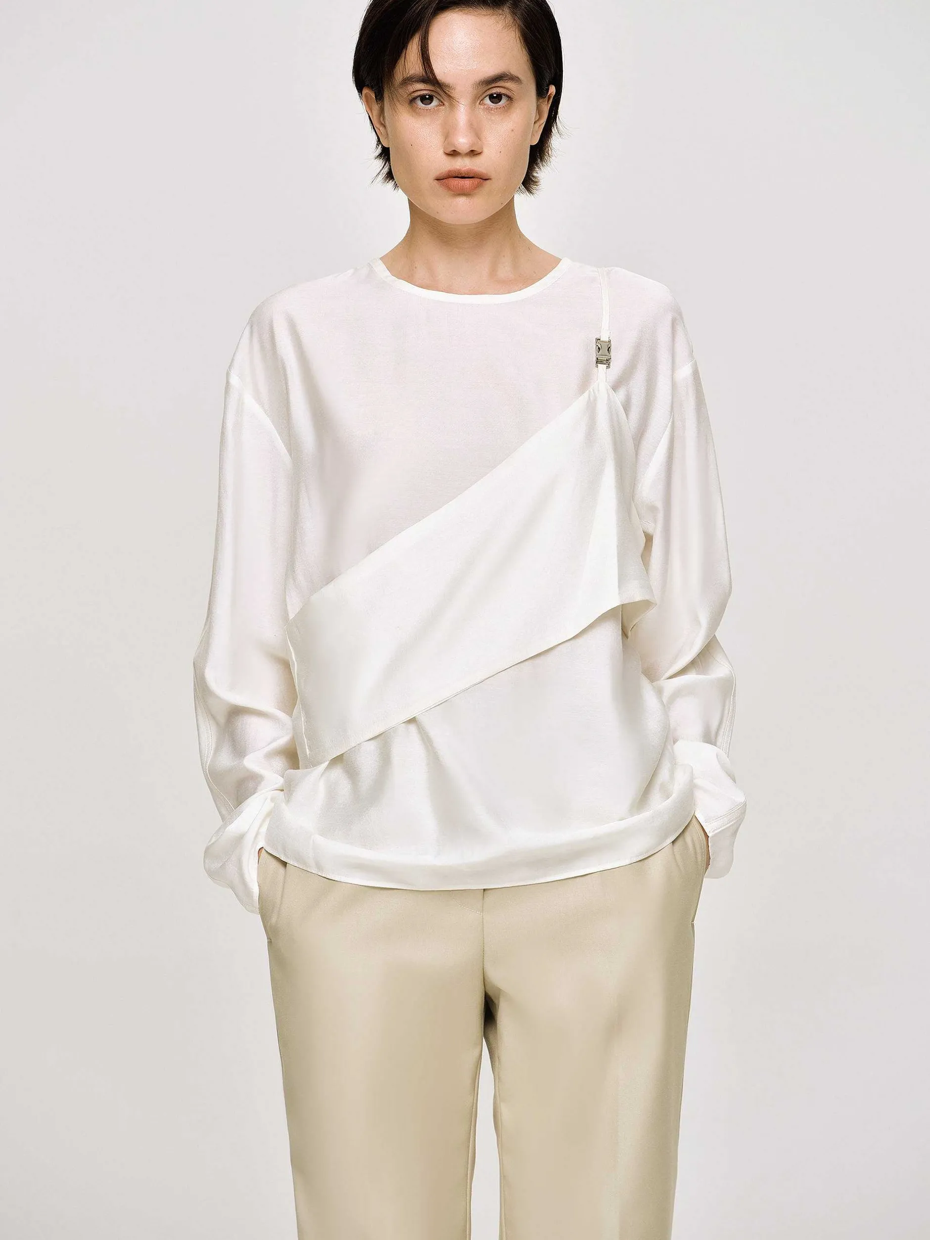 Frauen Source Unknown Kleidung<Mehrlagige Bustierbluse, Elfenbein