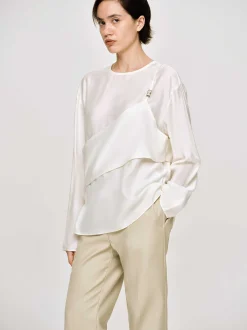 Frauen Source Unknown Kleidung<Mehrlagige Bustierbluse, Elfenbein