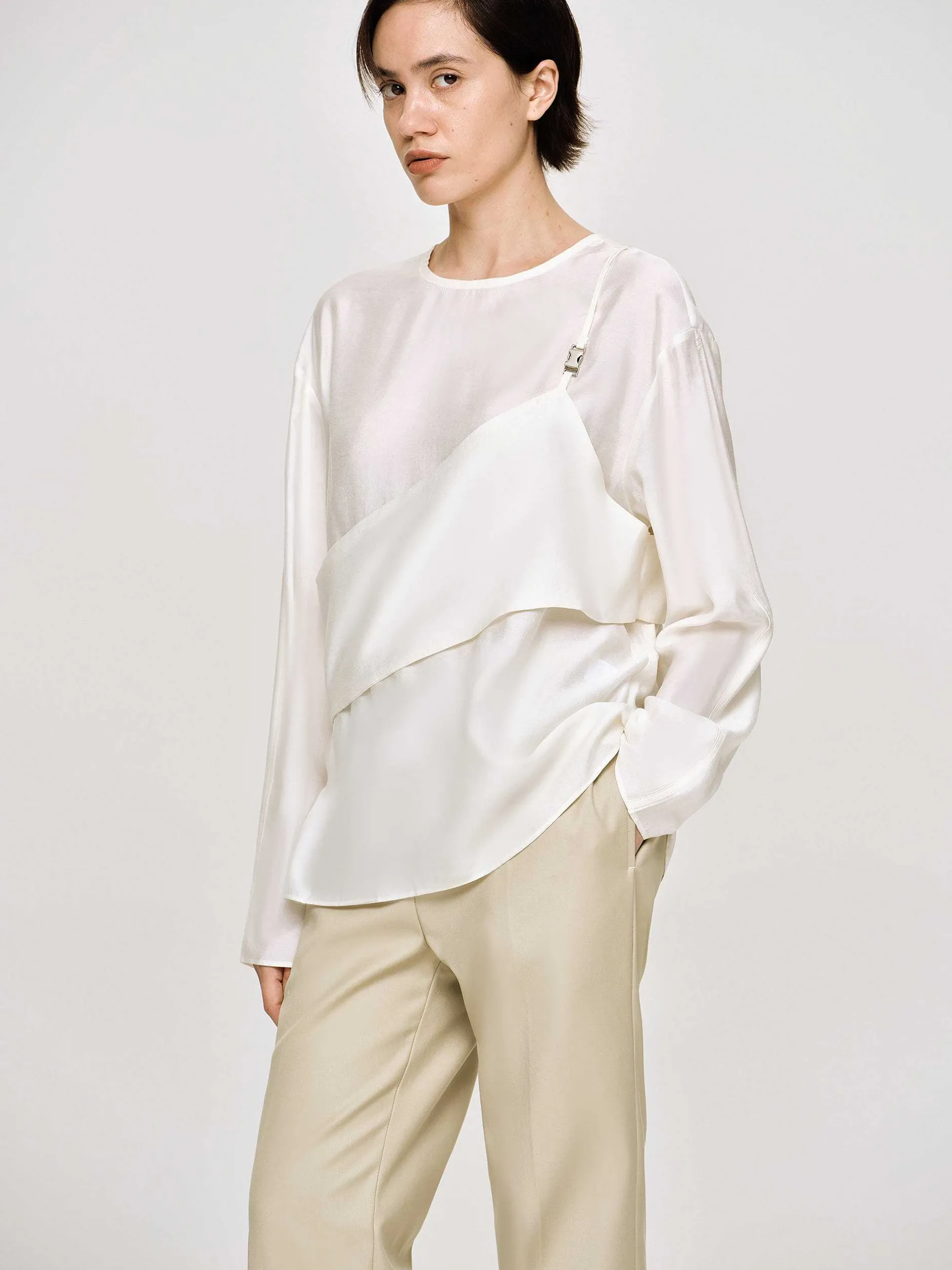 Frauen Source Unknown Kleidung<Mehrlagige Bustierbluse, Elfenbein