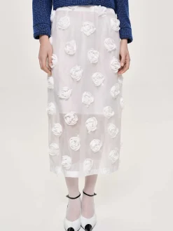 Frauen Source Unknown Kleidung<Midirock Mit Rosenapplikation, Weis