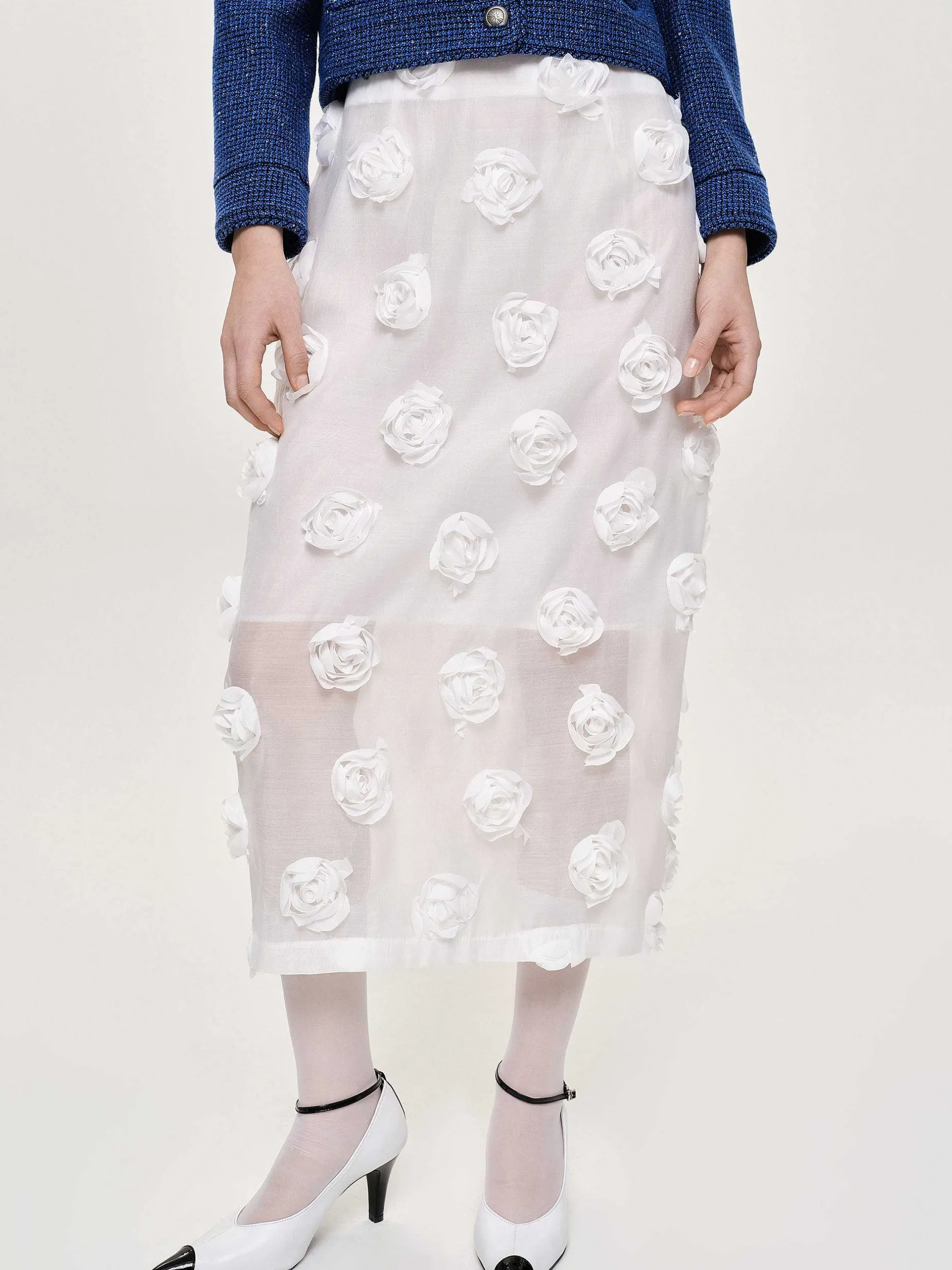 Frauen Source Unknown Kleidung<Midirock Mit Rosenapplikation, Weis