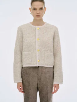 Frauen Source Unknown Strickwaren<Mogador Strickjacke Aus Schurwolle, Beige Melange