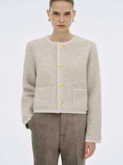 Frauen Source Unknown Strickwaren<Mogador Strickjacke Aus Schurwolle, Beige Melange