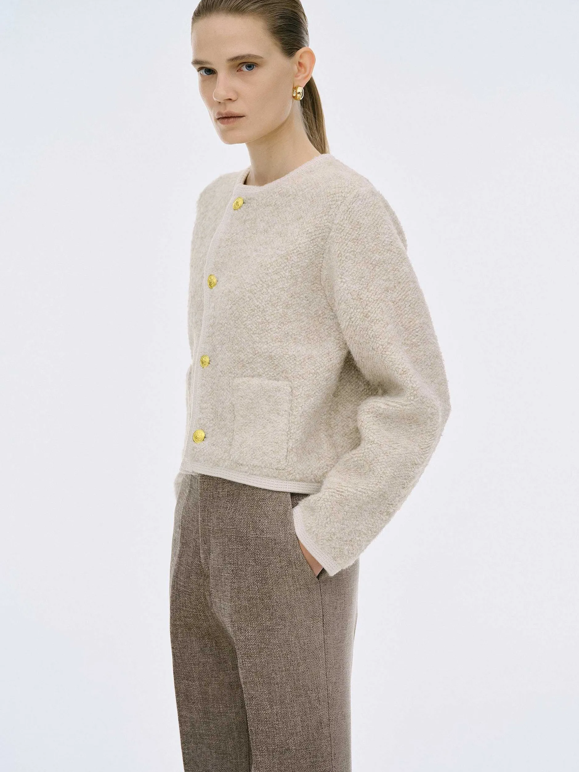 Frauen Source Unknown Kleidung<Mogador Strickjacke Aus Schurwolle, Beige Melange