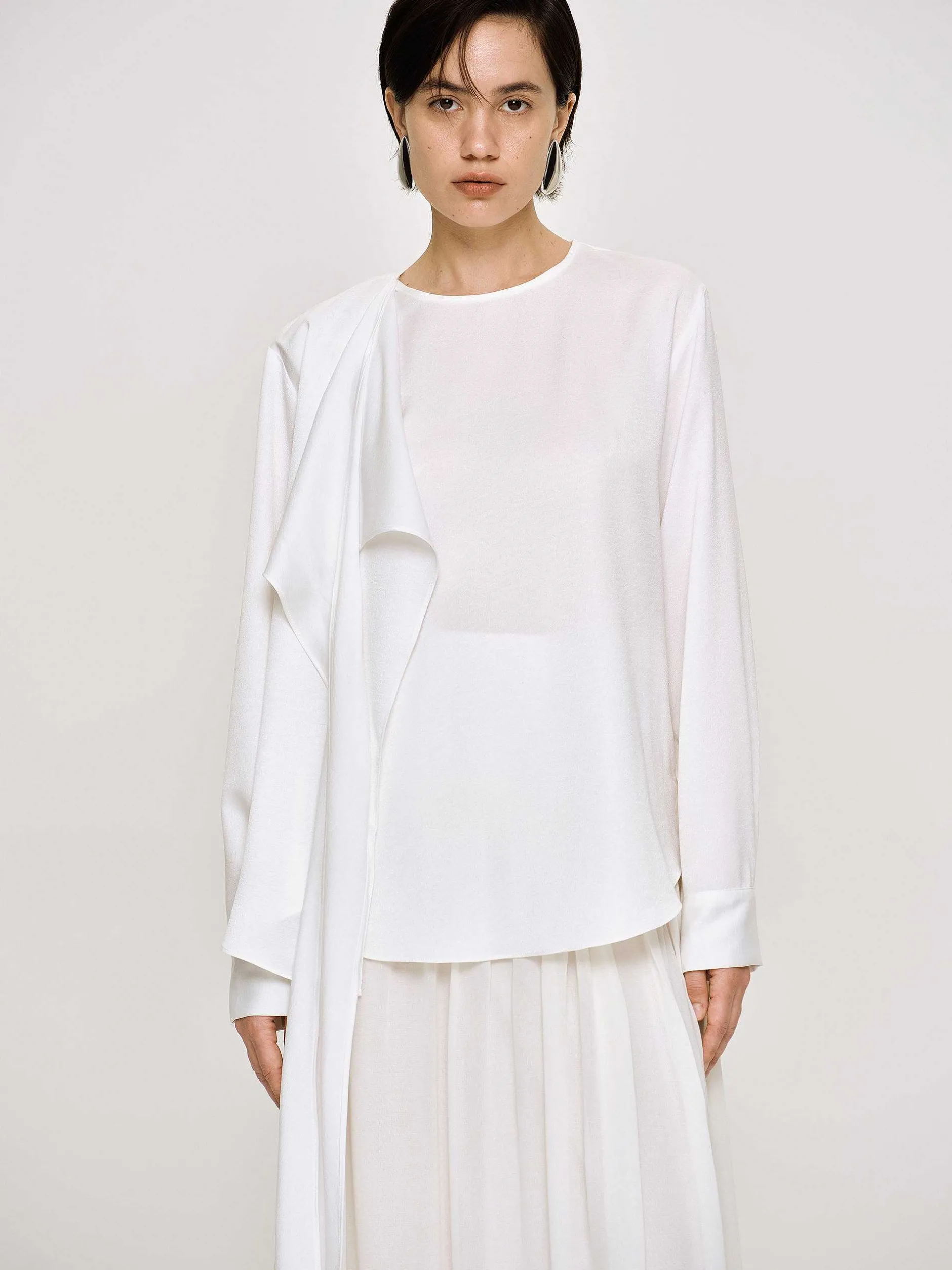 Frauen Source Unknown Kleidung<Notte Drapierte Schalbluse, Weis