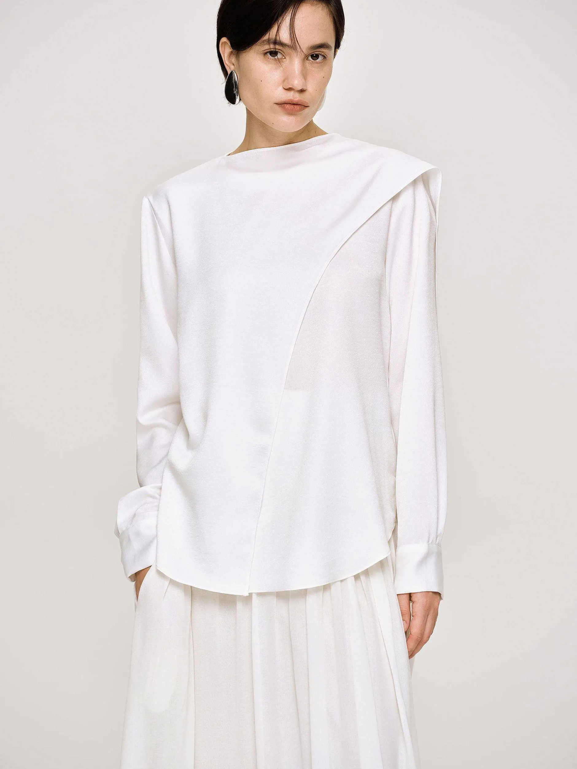 Frauen Source Unknown Kleidung<Notte Drapierte Schalbluse, Weis