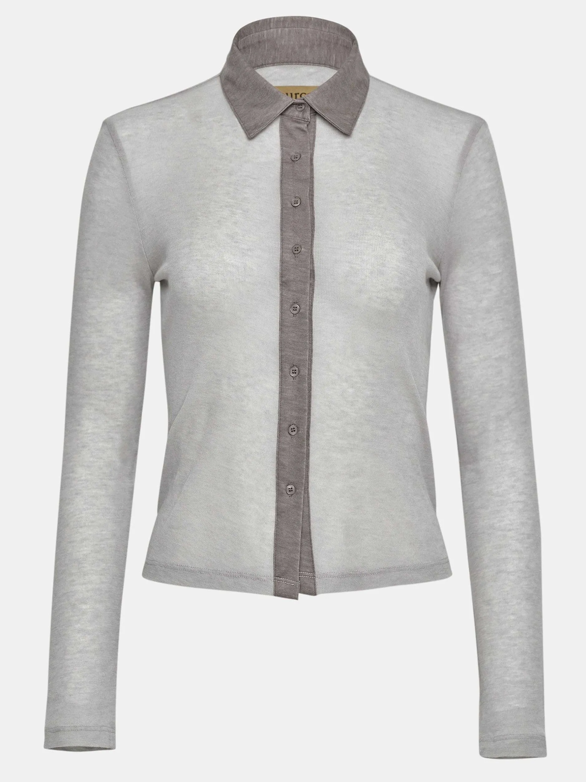 Frauen Source Unknown Kleidung<Oberteil Mit Halbtransparentem Kragen Von Pietro, Taupebraun