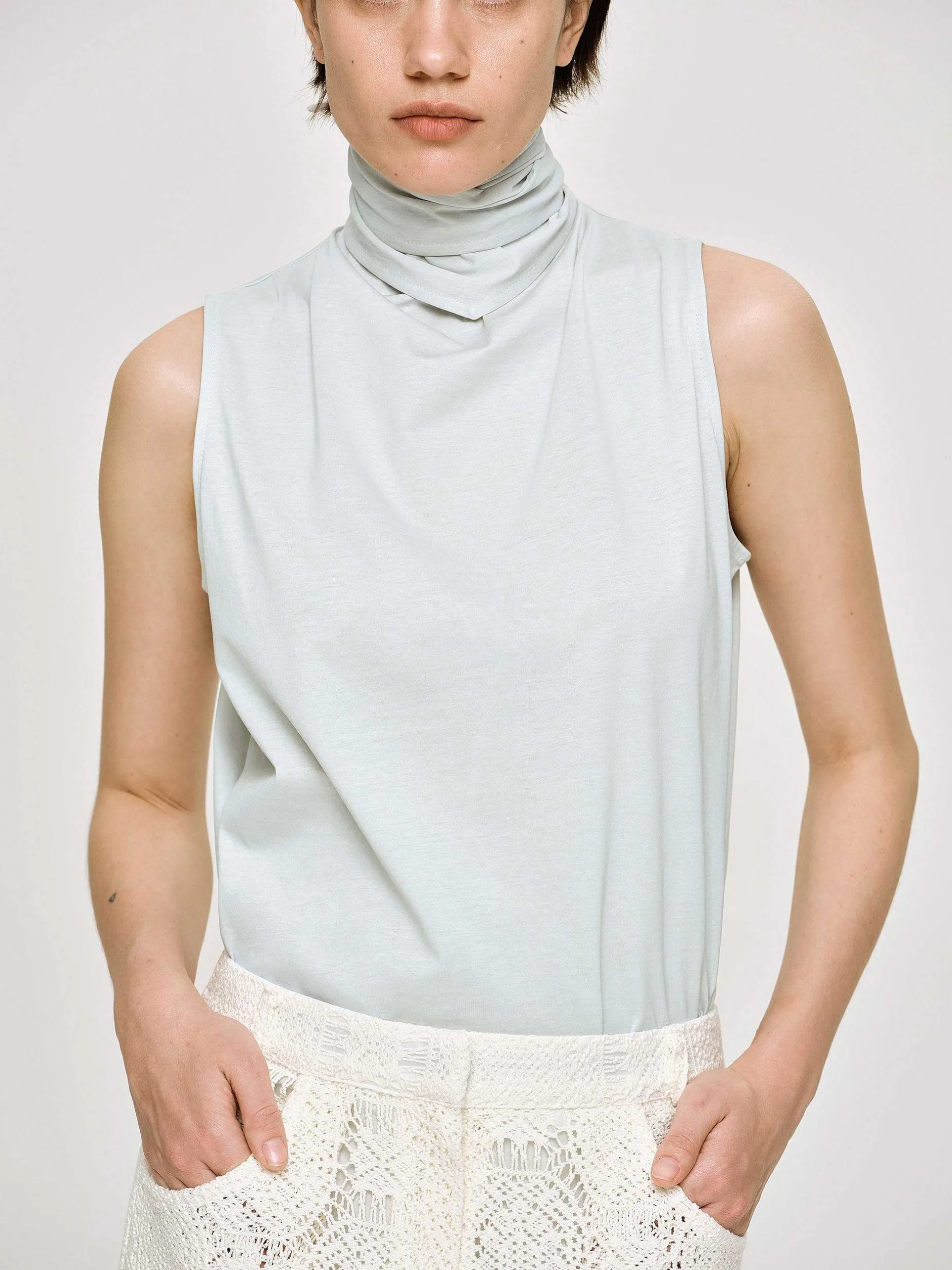 Frauen Source Unknown Zubehör<Oberteil Mit Schalkragen, Blizzard Blue