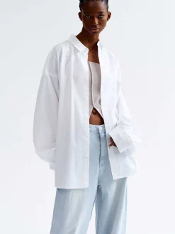 Frauen Source Unknown Zubehör<Over-Fit Baumwollhemd, Weis