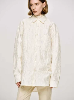 Frauen Source Unknown Zubehör<Over-Fit-Jacquard-Hemd, Pergament
