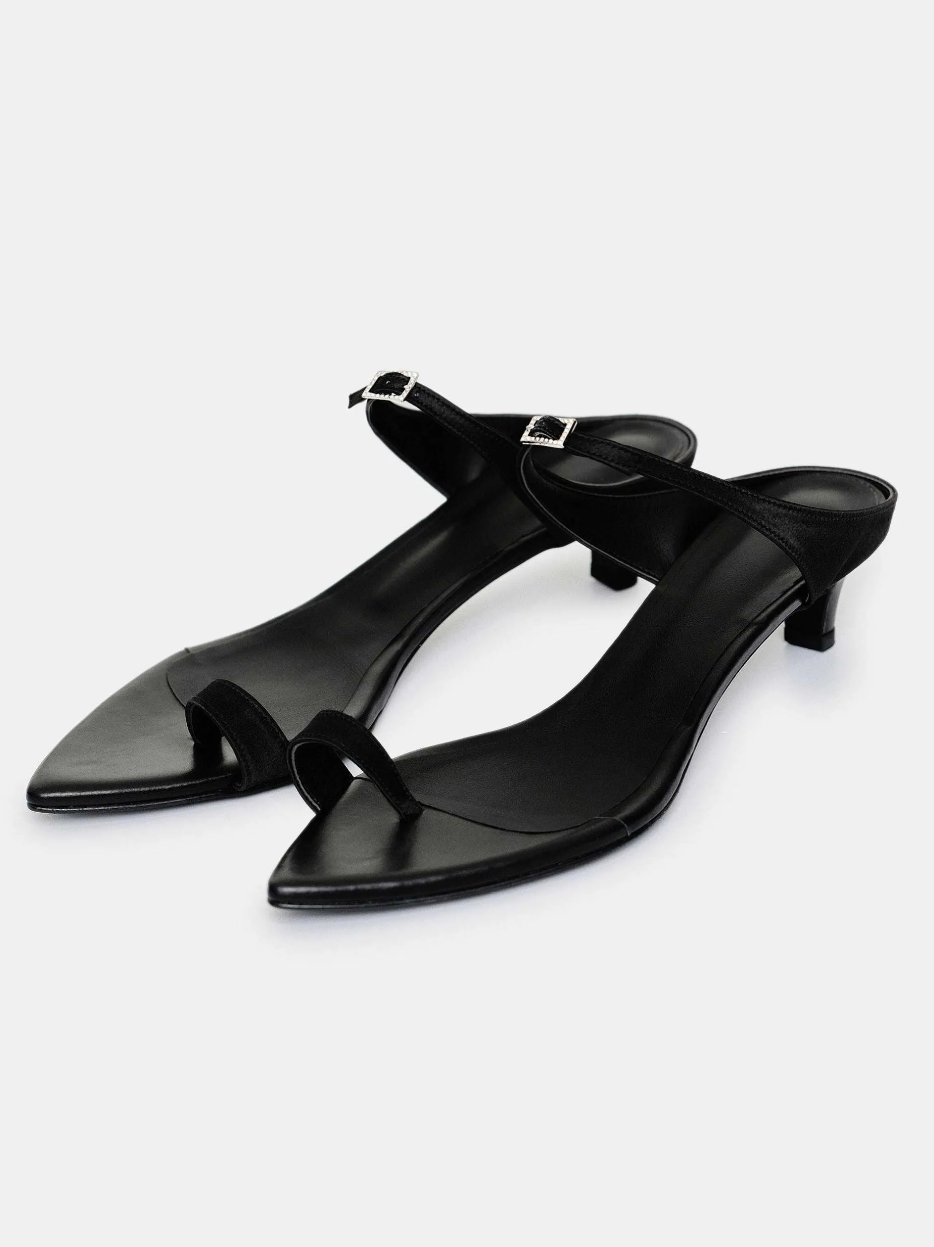 Frauen Source Unknown Schuhe & Taschen<Pisa Toe Ring Strass Pantoletten, Schwarz