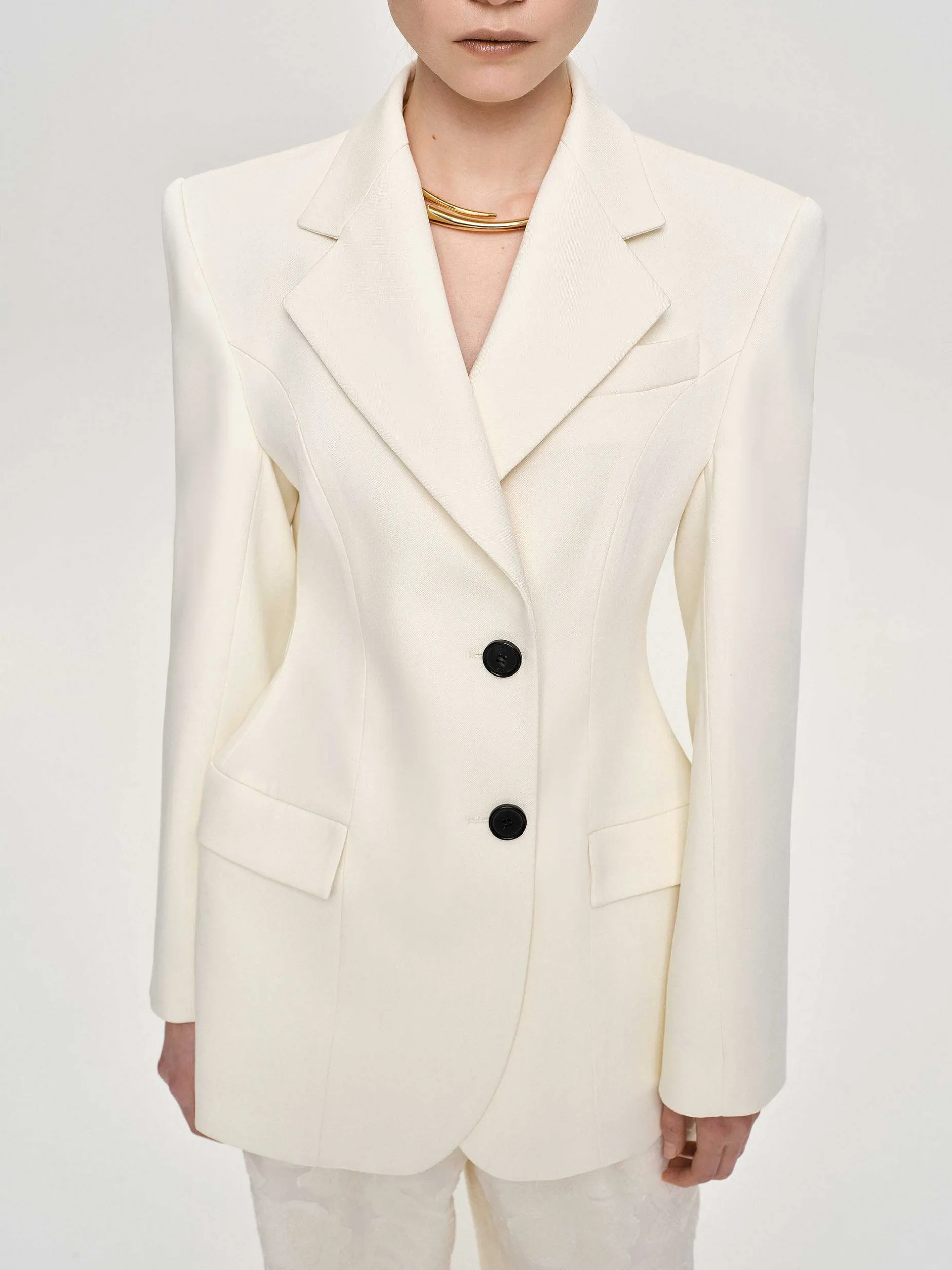 Frauen Source Unknown Kleidung<Poldo Sanduhr-Blazer, Creme