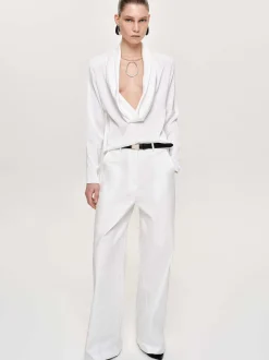 Frauen Source Unknown Kleidung<Popeline-Hose Mit Weitem Bein, Weis