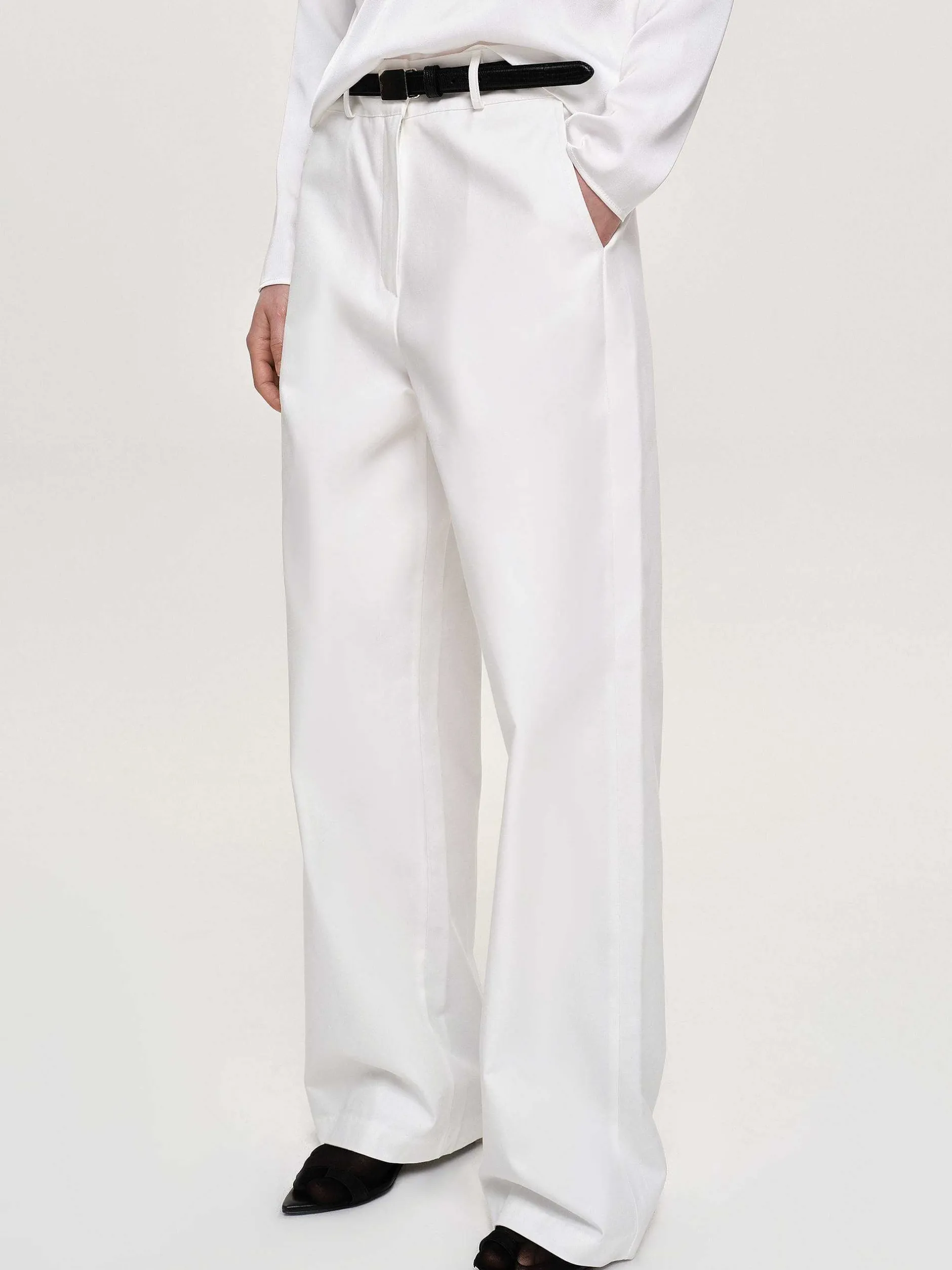 Frauen Source Unknown Kleidung<Popeline-Hose Mit Weitem Bein, Weis