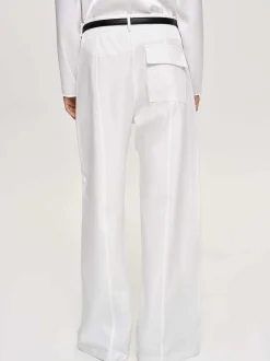Frauen Source Unknown Kleidung<Popeline-Hose Mit Weitem Bein, Weis