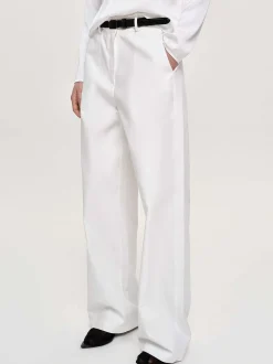 Frauen Source Unknown Unterteile<Popeline-Hose Mit Weitem Bein, Weis