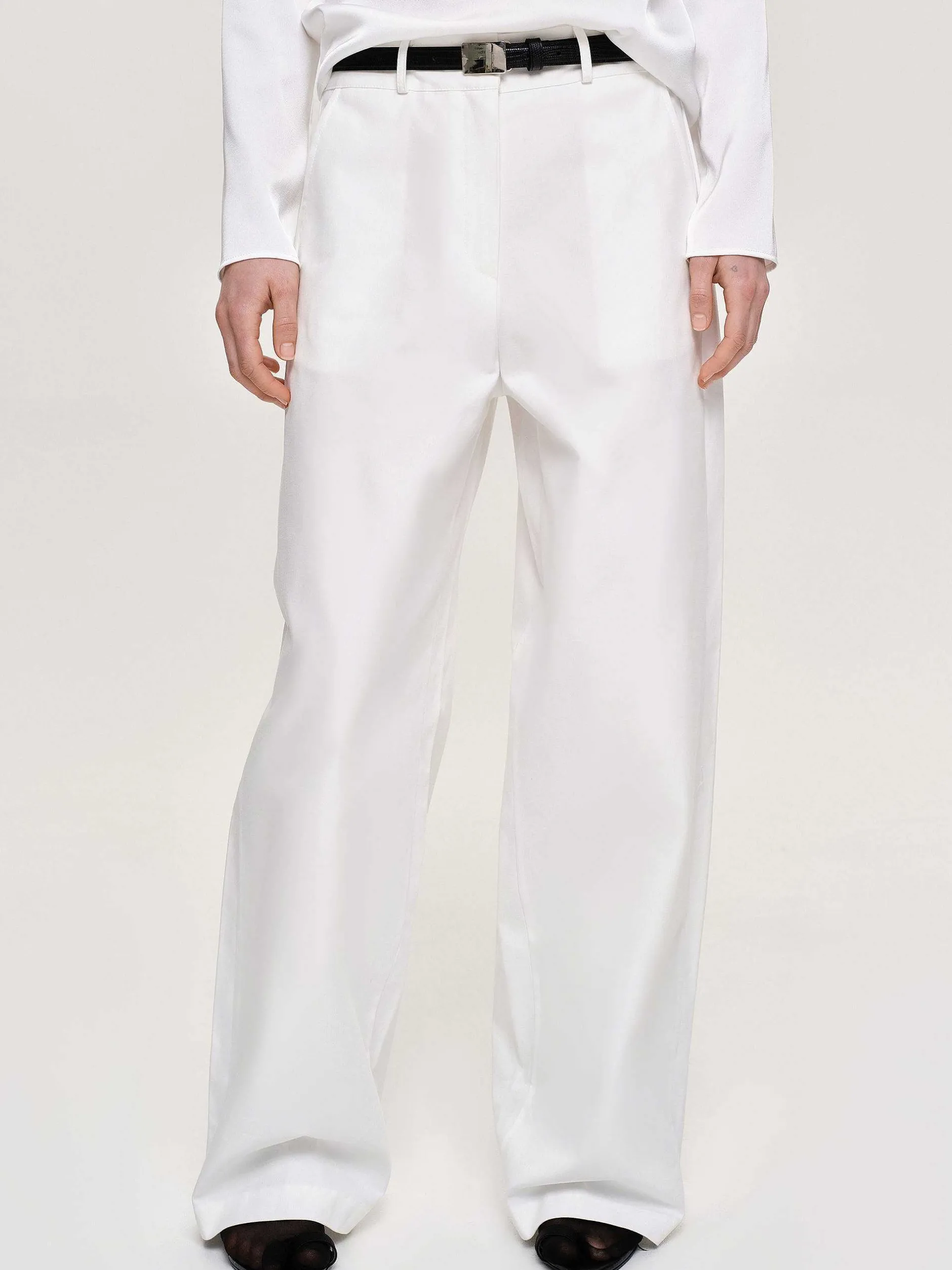 Frauen Source Unknown Unterteile<Popeline-Hose Mit Weitem Bein, Weis