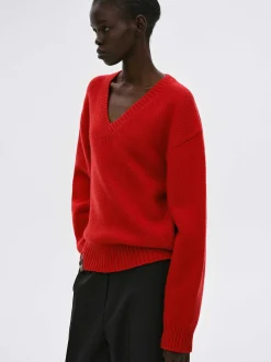 Frauen Source Unknown Strickwaren<Pullover Aus Extrafeiner Wolle, Rot