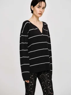 Frauen Source Unknown Kleidung<Pullover Mit Tiefem V-Ausschnitt, Schwarz