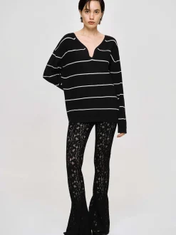 Frauen Source Unknown Kleidung<Pullover Mit Tiefem V-Ausschnitt, Schwarz