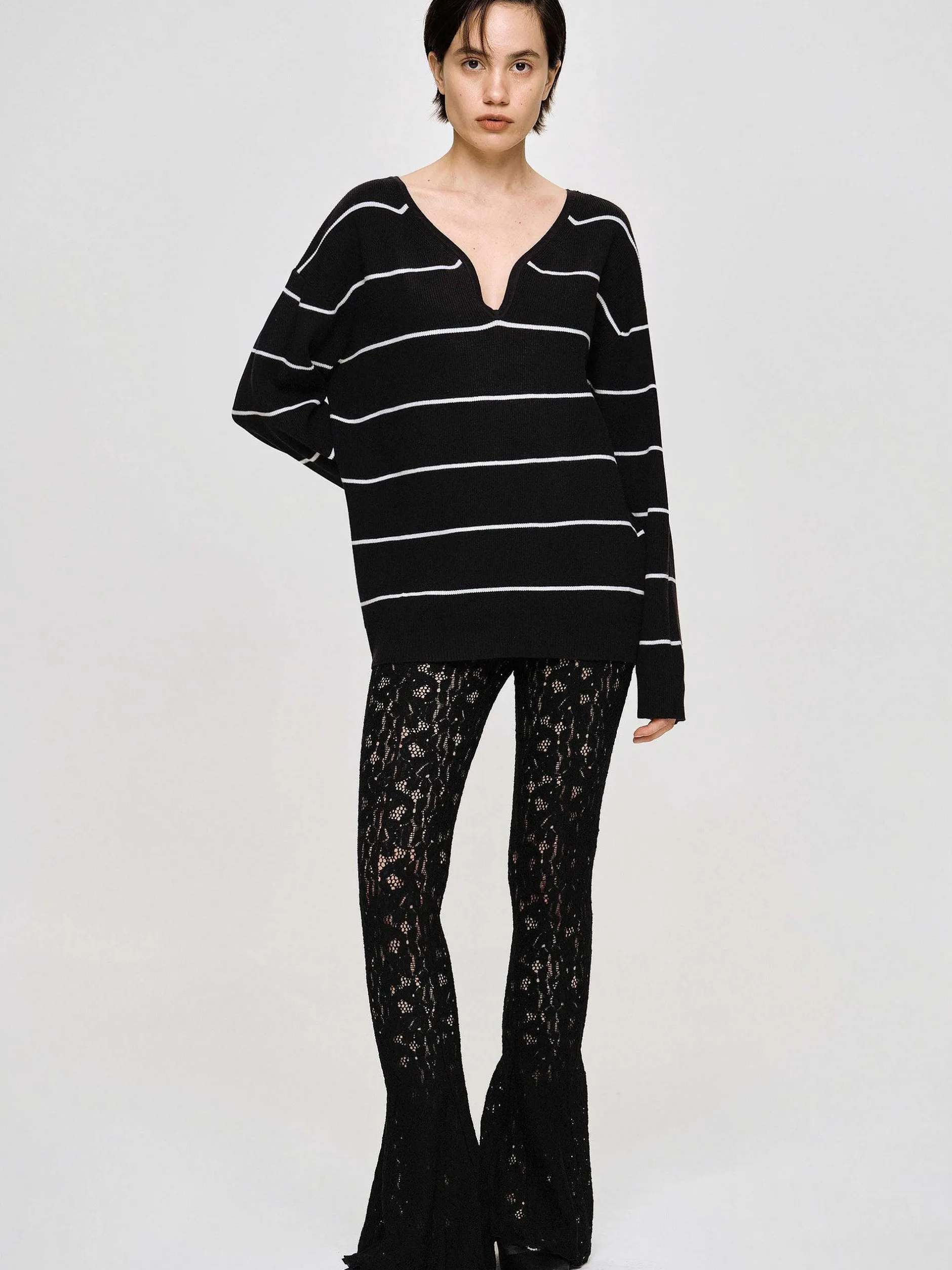 Frauen Source Unknown Kleidung<Pullover Mit Tiefem V-Ausschnitt, Schwarz