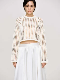 Frauen Source Unknown Strickwaren<Reef Net Strickoberteil, Elfenbein