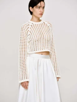 Frauen Source Unknown Strickwaren<Reef Net Strickoberteil, Elfenbein