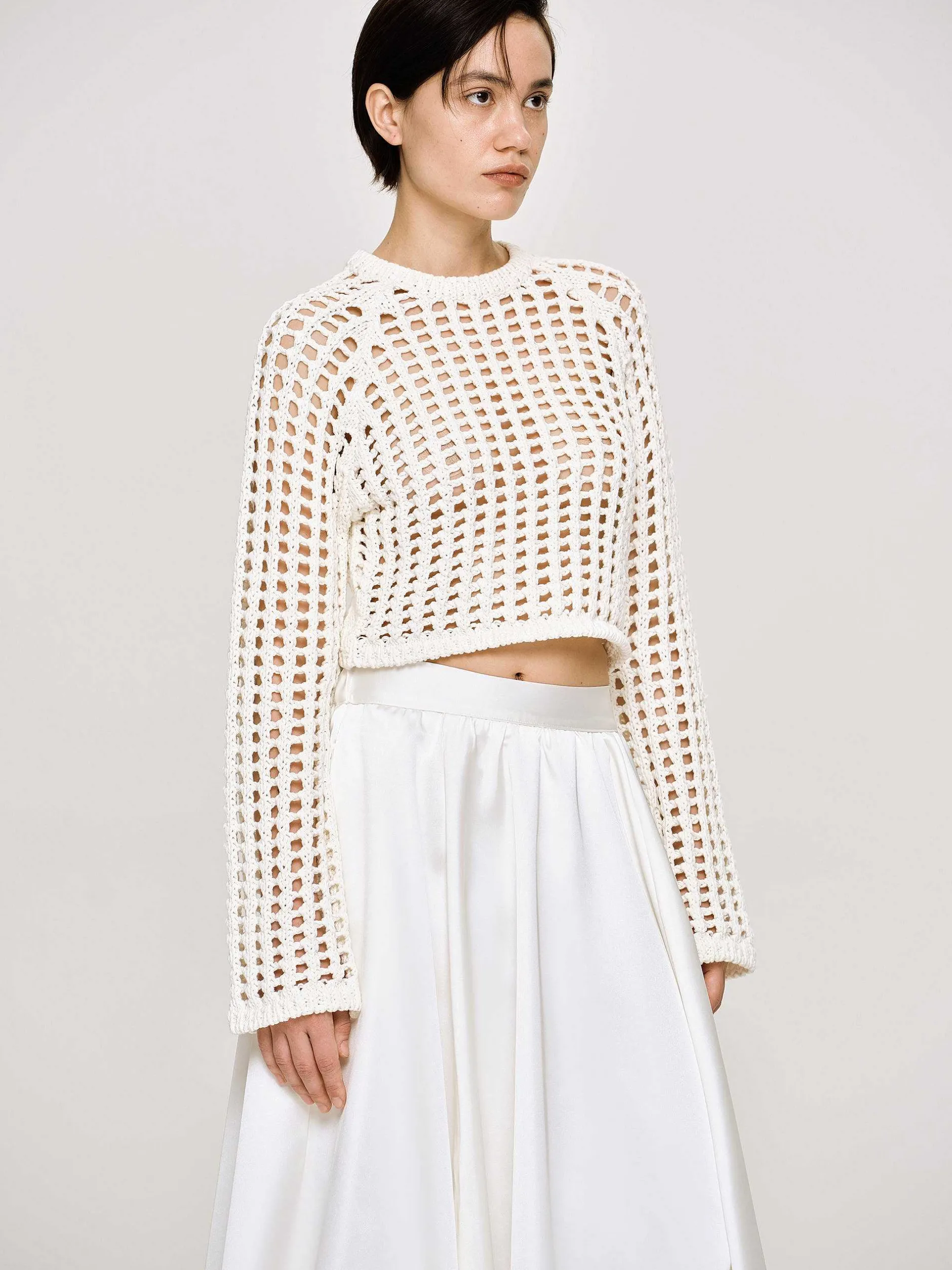 Frauen Source Unknown Strickwaren<Reef Net Strickoberteil, Elfenbein