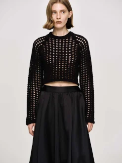 Frauen Source Unknown Strickwaren<Reef Net Strickoberteil, Schwarz